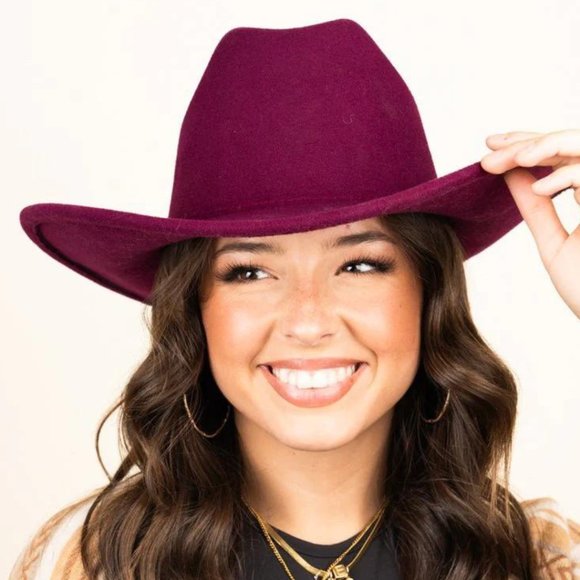 Canton Accessories - Women's Cattleman Style Burgundy Western Felt Cowboy Hat NWT